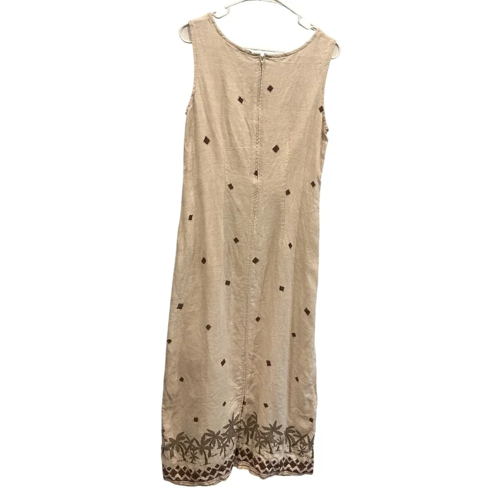 Match Point Womens Sleeveless Linen Shift Maxi Dress 6 Palm Beach Boho Vacay